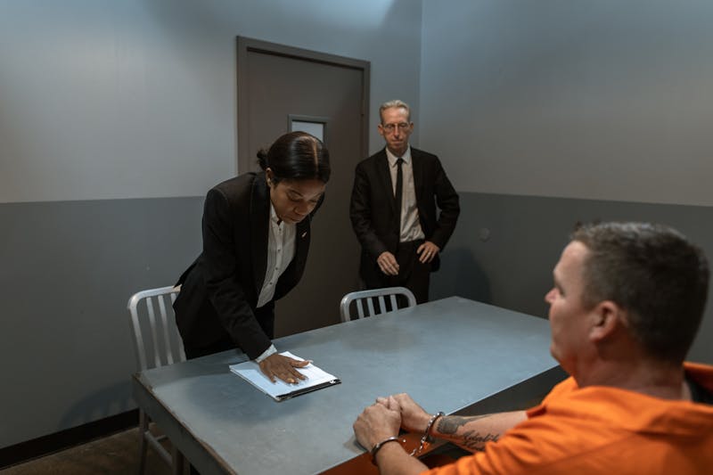 defendant, police office, and lawyer